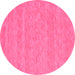 Round Machine Washable Abstract Pink Contemporary Rug, wshcon894pnk