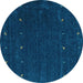 Round Abstract Light Blue Contemporary Rug, con895lblu