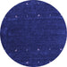 Round Machine Washable Abstract Blue Contemporary Rug, wshcon895blu