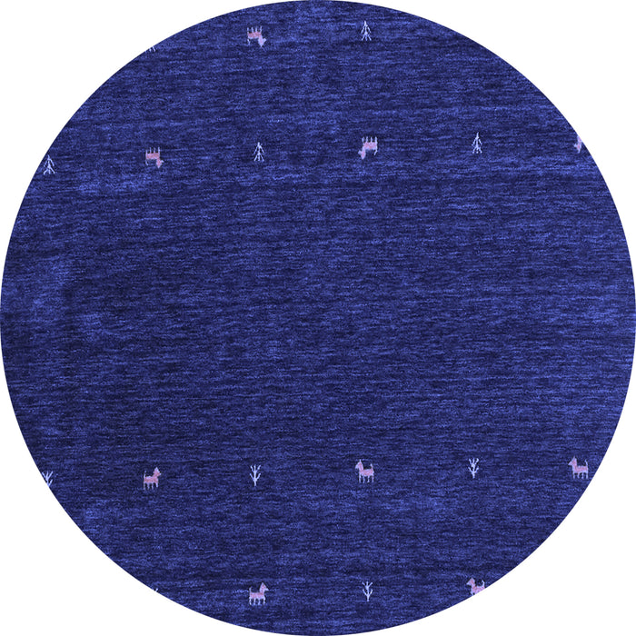 Round Abstract Blue Contemporary Rug, con895blu