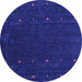 Round Machine Washable Abstract Purple Contemporary Area Rugs, wshcon895pur