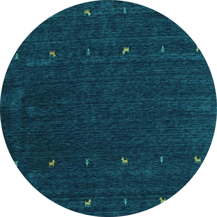 Round Abstract Turquoise Contemporary Rug, con895turq