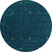 Round Abstract Turquoise Contemporary Rug, con895turq