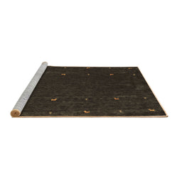 Sideview of Machine Washable Abstract Brown Contemporary Rug, wshcon895brn