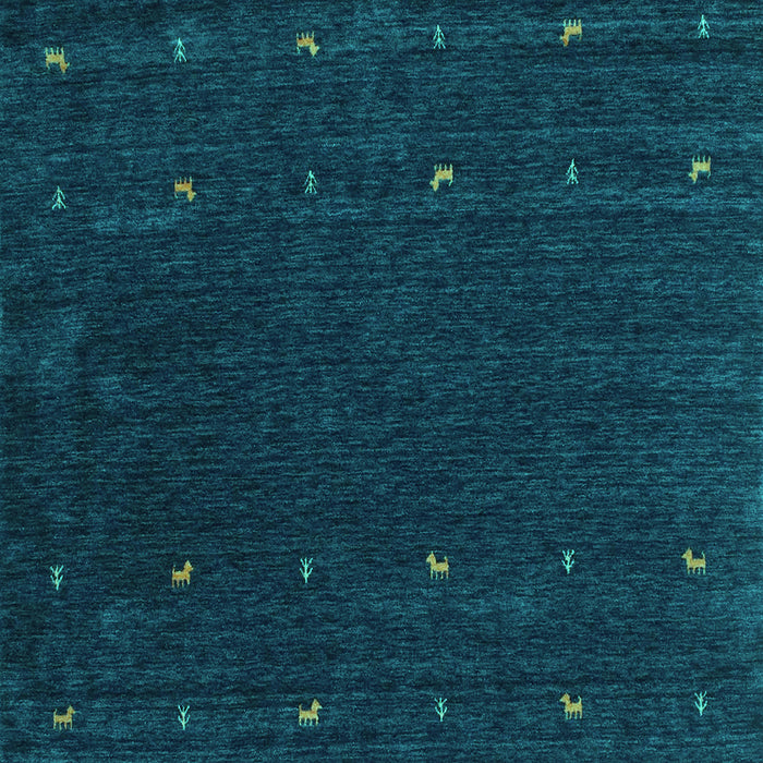 Square Abstract Turquoise Contemporary Rug, con895turq