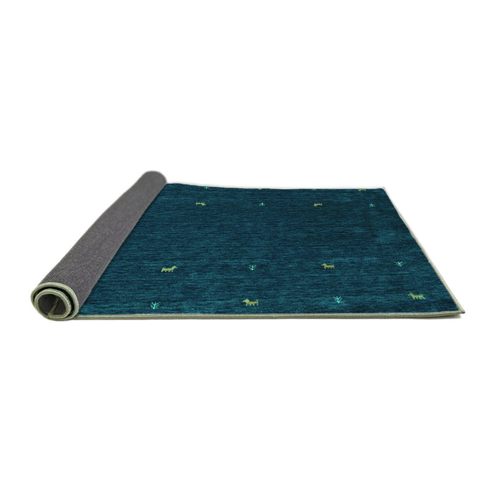 Sideview of Abstract Turquoise Contemporary Rug, con895turq