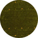 Round Abstract Yellow Contemporary Rug, con895yw