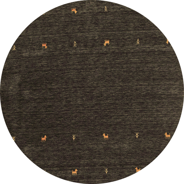 Round Abstract Brown Contemporary Rug, con895brn