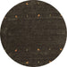 Round Abstract Brown Contemporary Rug, con895brn