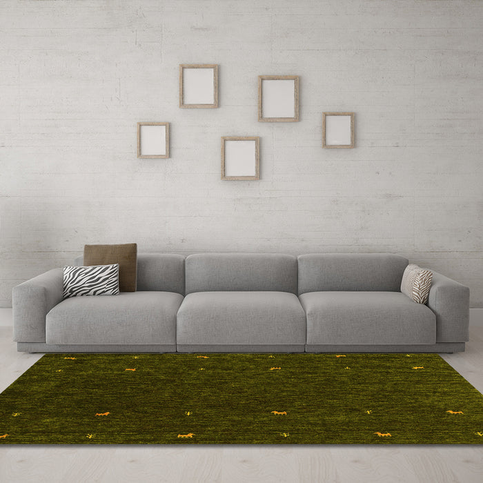 Machine Washable Abstract Yellow Contemporary Rug in a Living Room, wshcon895yw