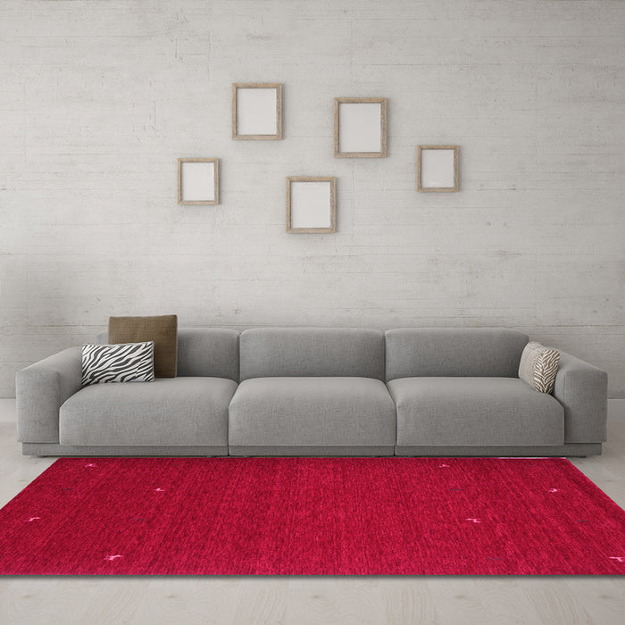 Machine Washable Abstract Pink Contemporary Rug in a Living Room, wshcon896pnk