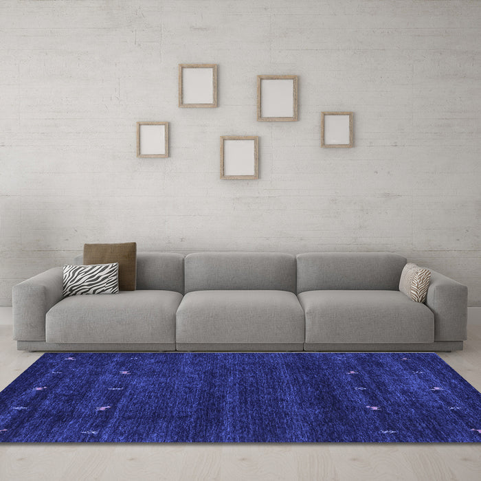 Machine Washable Abstract Blue Contemporary Rug in a Living Room, wshcon897blu
