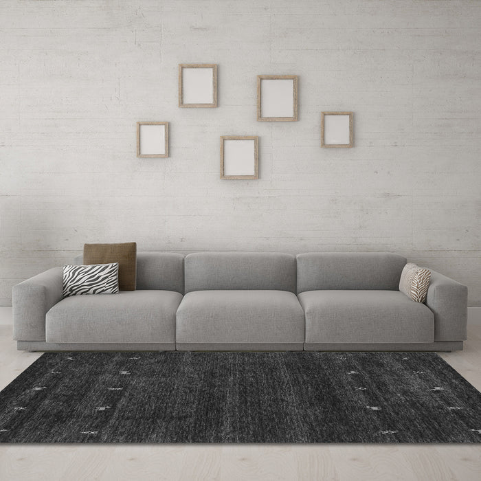 Machine Washable Abstract Gray Contemporary Rug in a Living Room,, wshcon897gry