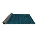 Sideview of Abstract Turquoise Contemporary Rug, con897turq