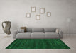 Machine Washable Abstract Green Contemporary Area Rugs in a Living Room,, wshcon897grn