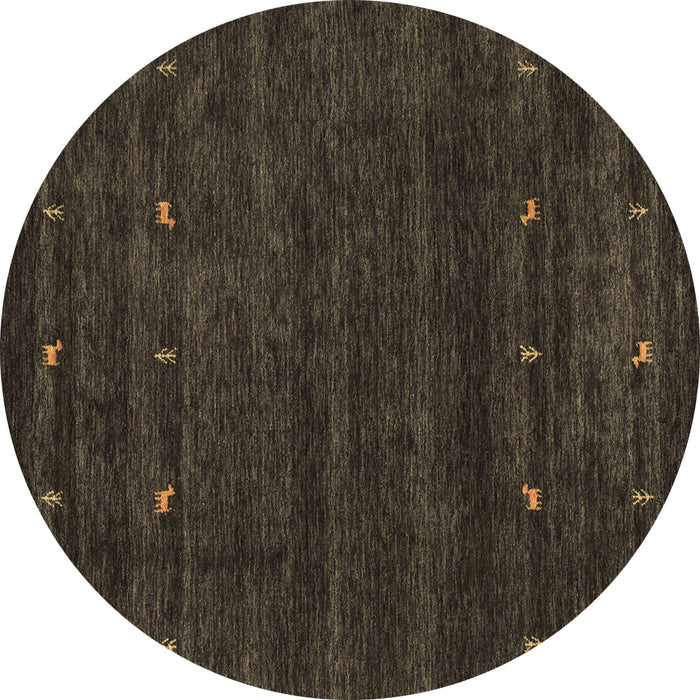 Round Abstract Brown Contemporary Rug, con897brn