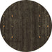 Round Abstract Brown Contemporary Rug, con897brn