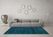 Machine Washable Abstract Turquoise Contemporary Area Rugs in a Living Room,, wshcon897turq
