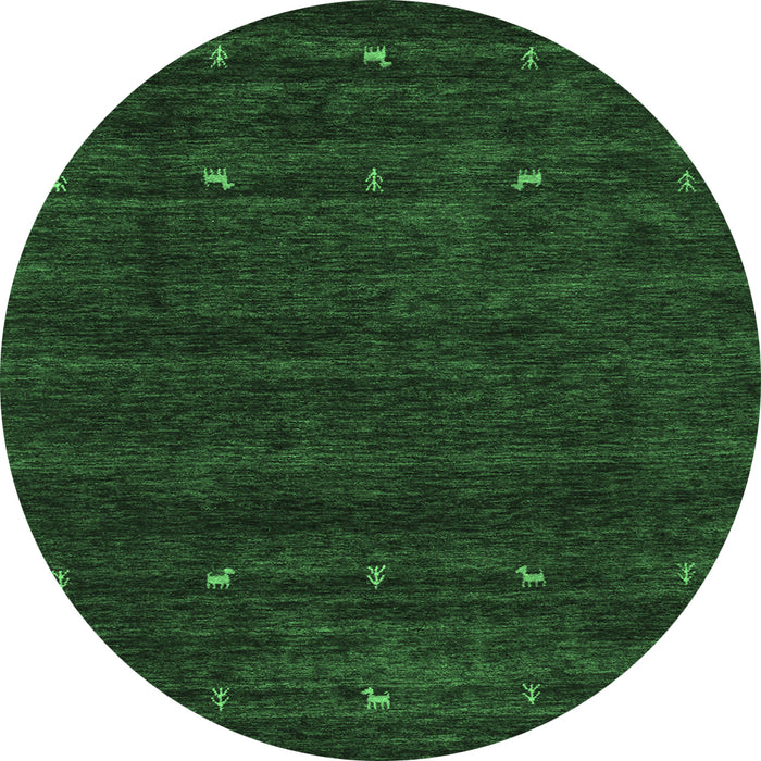 Round Abstract Emerald Green Contemporary Rug, con897emgrn