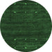 Round Abstract Emerald Green Contemporary Rug, con897emgrn