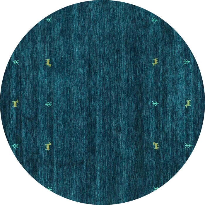 Round Machine Washable Abstract Turquoise Contemporary Area Rugs, wshcon897turq
