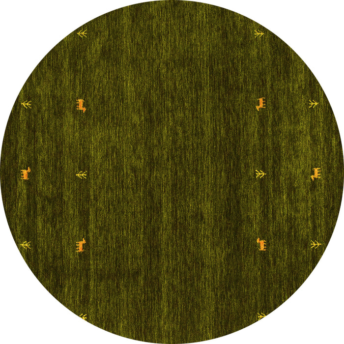 Round Abstract Yellow Contemporary Rug, con897yw