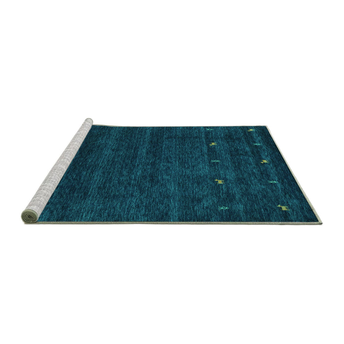 Sideview of Machine Washable Abstract Turquoise Contemporary Area Rugs, wshcon897turq