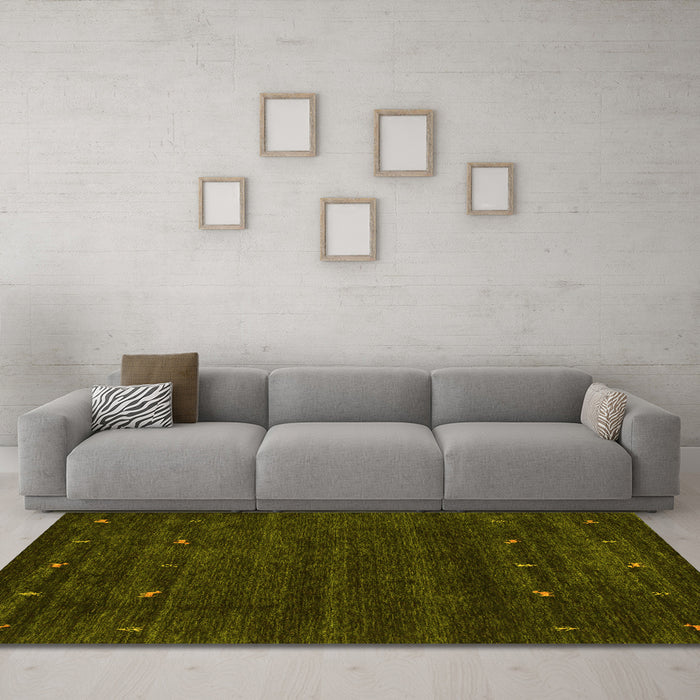 Machine Washable Abstract Yellow Contemporary Rug in a Living Room, wshcon897yw