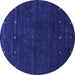 Round Machine Washable Abstract Blue Contemporary Rug, wshcon898blu