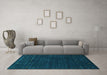 Machine Washable Abstract Turquoise Contemporary Area Rugs in a Living Room,, wshcon898turq