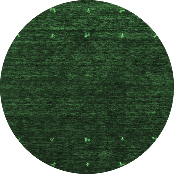 Round Abstract Emerald Green Contemporary Rug, con898emgrn