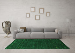Machine Washable Abstract Green Contemporary Area Rugs in a Living Room,, wshcon898grn