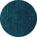 Round Abstract Turquoise Contemporary Rug, con898turq