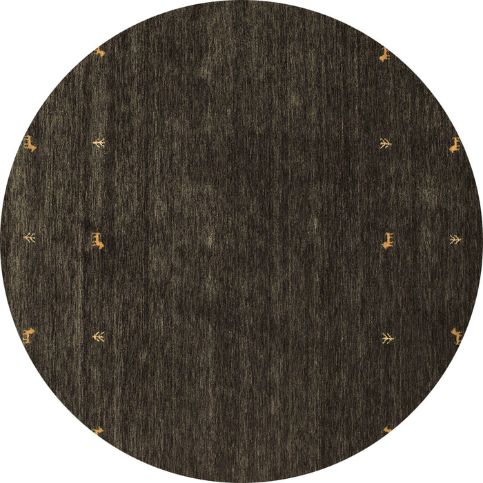 Round Abstract Brown Contemporary Rug, con898brn
