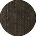 Round Abstract Brown Contemporary Rug, con898brn