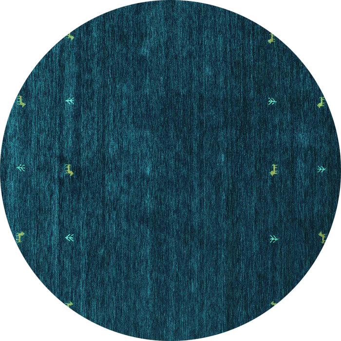 Round Machine Washable Abstract Turquoise Contemporary Area Rugs, wshcon898turq