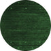 Round Abstract Emerald Green Contemporary Rug, con899emgrn