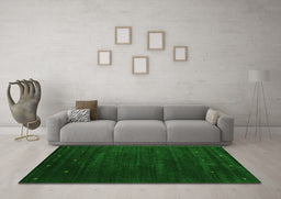 Machine Washable Abstract Green Contemporary Area Rugs in a Living Room,, wshcon899grn