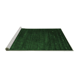 Sideview of Machine Washable Abstract Emerald Green Contemporary Area Rugs, wshcon899emgrn