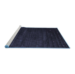 Sideview of Machine Washable Abstract Blue Contemporary Rug, wshcon899blu
