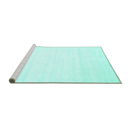 Sideview of Machine Washable Solid Turquoise Modern Area Rugs, wshcon89turq