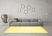 Machine Washable Solid Yellow Modern Rug in a Living Room, wshcon89yw