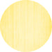 Round Machine Washable Solid Yellow Modern Rug, wshcon89yw