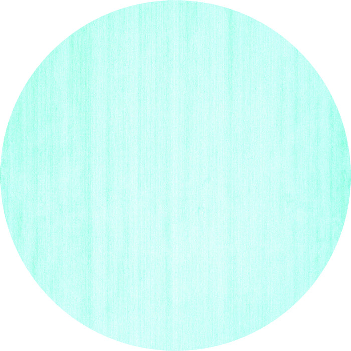 Round Machine Washable Solid Turquoise Modern Area Rugs, wshcon89turq