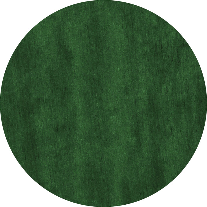 Round Machine Washable Abstract Emerald Green Contemporary Area Rugs, wshcon8emgrn