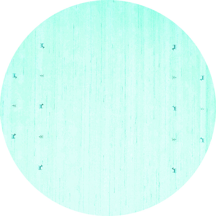 Round Machine Washable Solid Turquoise Modern Area Rugs, wshcon900turq