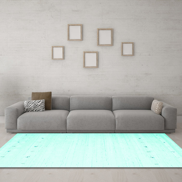 Machine Washable Solid Turquoise Modern Area Rugs in a Living Room,, wshcon900turq