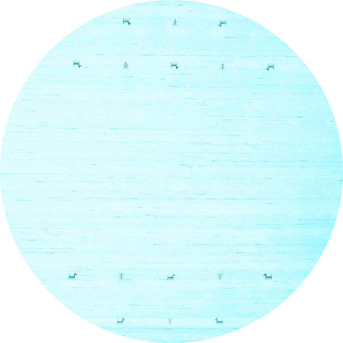 Round Solid Light Blue Modern Rug, con900lblu
