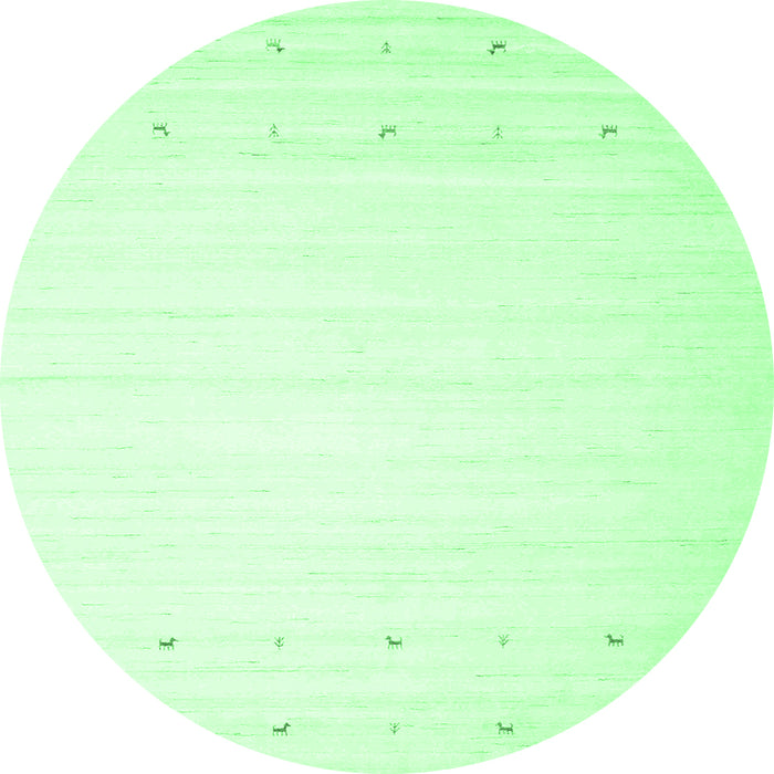 Round Machine Washable Solid Emerald Green Modern Area Rugs, wshcon901emgrn