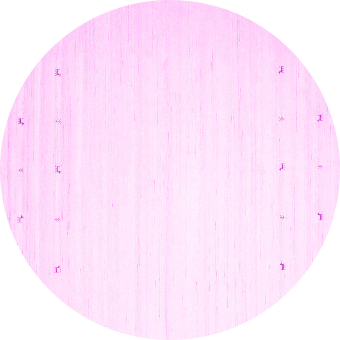 Round Machine Washable Solid Pink Modern Rug, wshcon901pnk